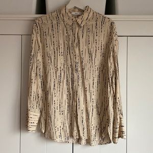 Beige printed silk blouse